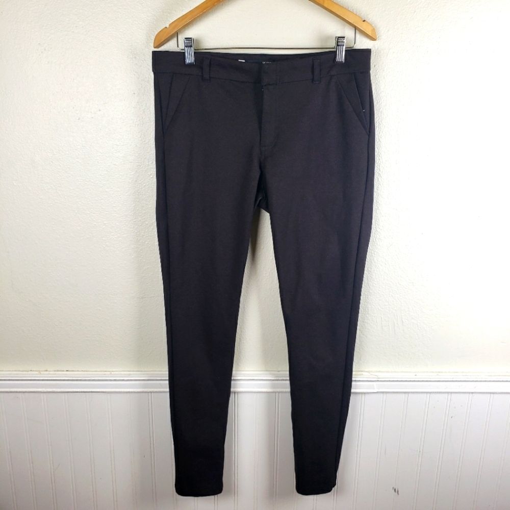 KUT from the Kloth Mia Ankle Skinny Pants 10 Black Red Chevron Herringbone